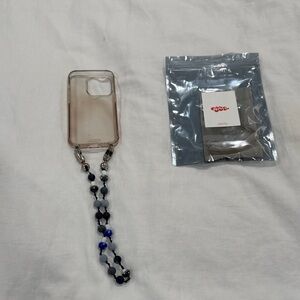 Ossa Phone Case with Beaded Strap - Transparent and Blue